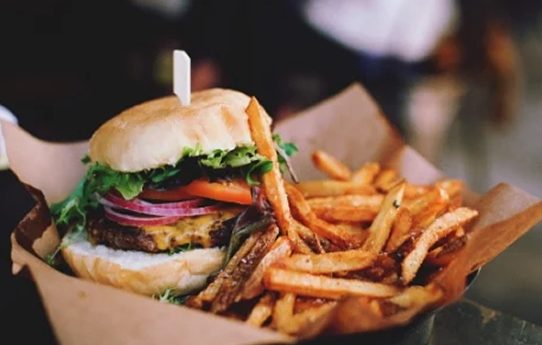 A burger and fries at a Branson restaurant