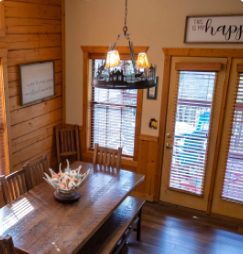 Dining room with a chandelier